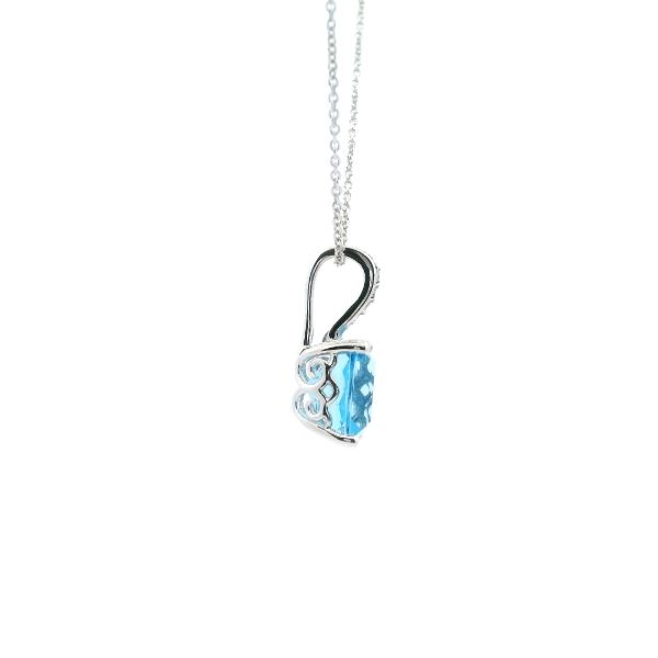 14KW Swiss Blue Topaz and Diamond Necklace Image 4 Kiefer Jewelers Lutz, FL