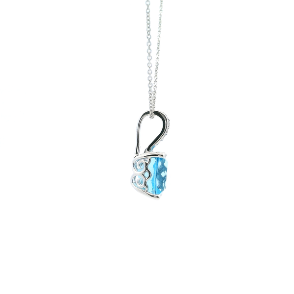 14KW Swiss Blue Topaz and Diamond Necklace Image 4 Kiefer Jewelers Lutz, FL