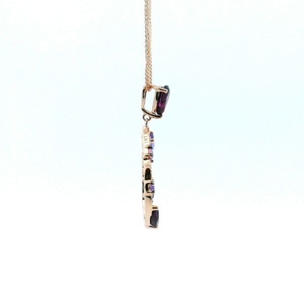 14KR Multi Colored Gemstone and Diamond Tear Drop Pendant Image 3 Kiefer Jewelers Lutz, FL