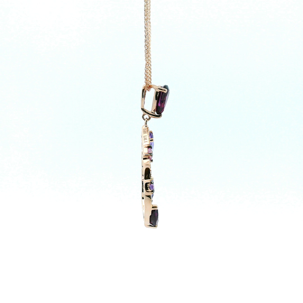 14KR Multi Colored Gemstone and Diamond Tear Drop Pendant Image 3 Kiefer Jewelers Lutz, FL