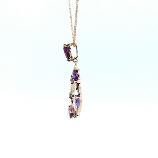 14KR Multi Colored Gemstone and Diamond Tear Drop Pendant Image 4 Kiefer Jewelers Lutz, FL