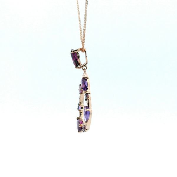 14KR Multi Colored Gemstone and Diamond Tear Drop Pendant Image 4 Kiefer Jewelers Lutz, FL