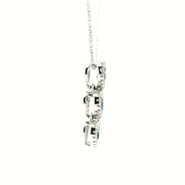 14KW Sapphire and Diamond Three Heart Necklace Image 3 Kiefer Jewelers Lutz, FL