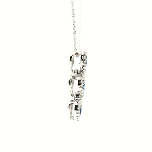 14KW Sapphire and Diamond Three Heart Necklace Image 3 Kiefer Jewelers Lutz, FL