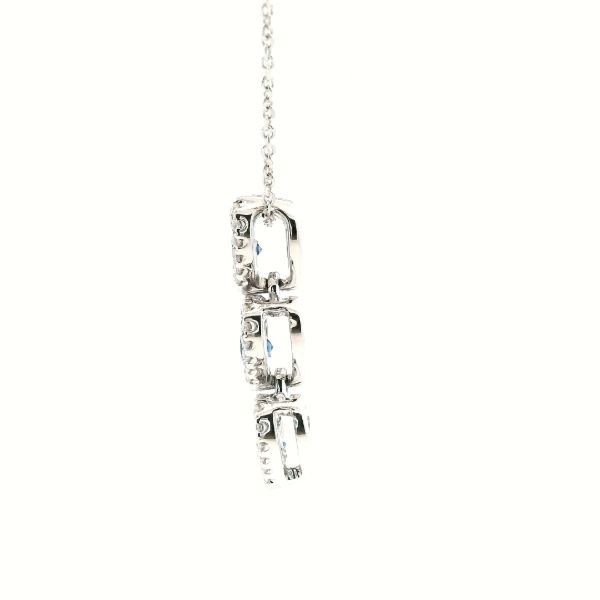 14KW Sapphire and Diamond Three Heart Necklace Image 4 Kiefer Jewelers Lutz, FL