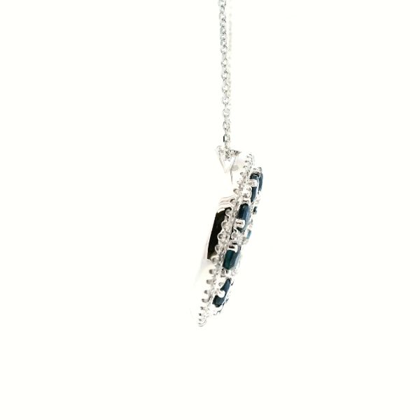 14KW Sapphire and Diamond Circle Necklace Image 3 Kiefer Jewelers Lutz, FL