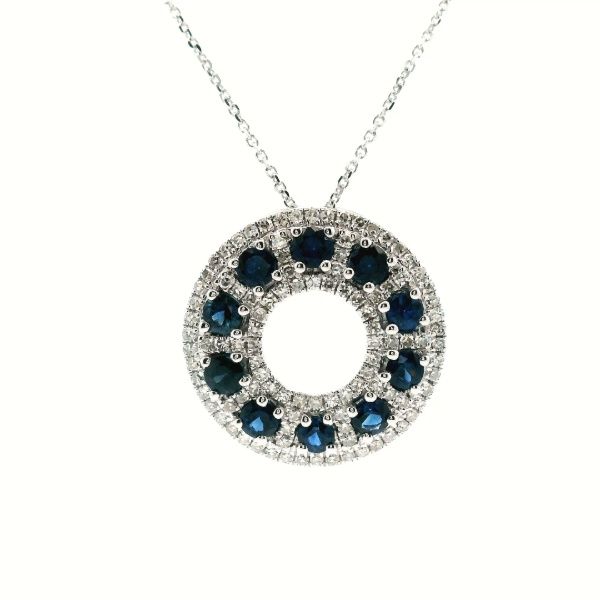 14KW Sapphire and Diamond Circle Necklace Kiefer Jewelers Lutz, FL