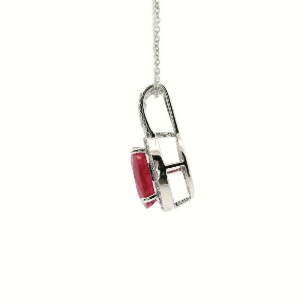 14KW Ruby and Diamond Halo Necklace Image 4 Kiefer Jewelers Lutz, FL