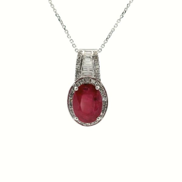 14KW Ruby and Diamond Halo Necklace Kiefer Jewelers Lutz, FL