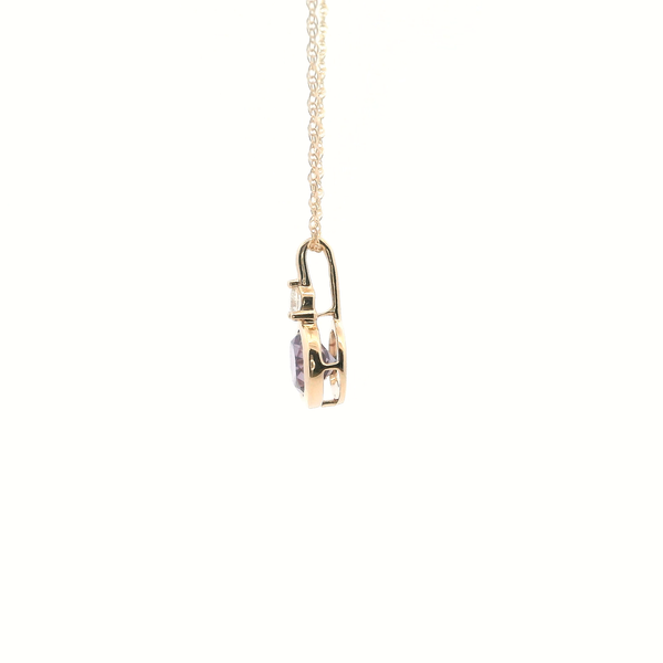 10KY Created Alexandrite and Diamond Bezel Set Necklace Image 3 Kiefer Jewelers Lutz, FL