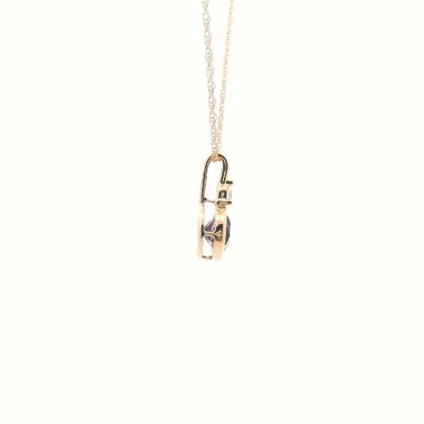 10KY Created Alexandrite and Diamond Bezel Set Necklace Image 4 Kiefer Jewelers Lutz, FL