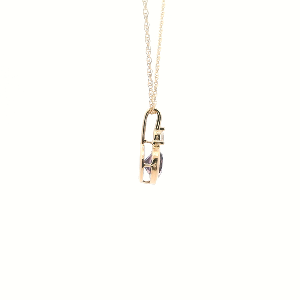 10KY Created Alexandrite and Diamond Bezel Set Necklace Image 4 Kiefer Jewelers Lutz, FL