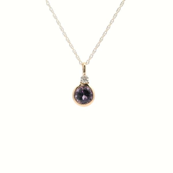 10KY Created Alexandrite and Diamond Bezel Set Necklace Kiefer Jewelers Lutz, FL