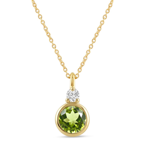 10KY Peridot and Diamond Bezel Set Necklace Kiefer Jewelers Lutz, FL