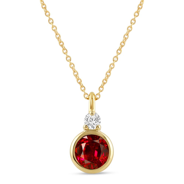 10KY Created Ruby and Diamond Bezel Set Necklace Kiefer Jewelers Lutz, FL