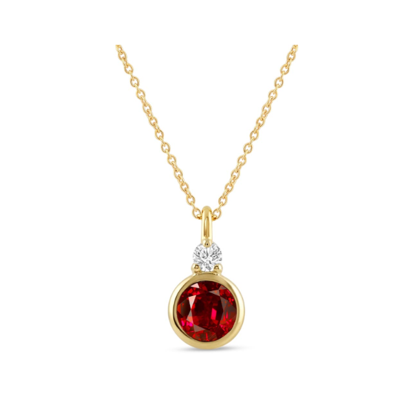 10KY Created Ruby and Diamond Bezel Set Necklace Kiefer Jewelers Lutz, FL