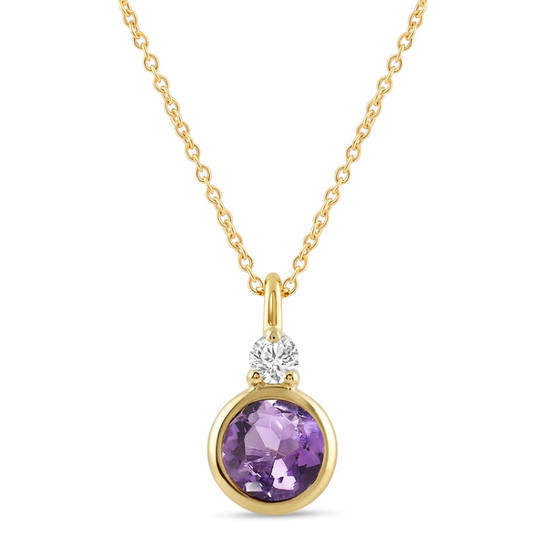 10KY Amethyst and Diamond Bezel Set Necklace Kiefer Jewelers Lutz, FL