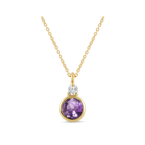 10KY Amethyst and Diamond Bezel Set Necklace Kiefer Jewelers Lutz, FL