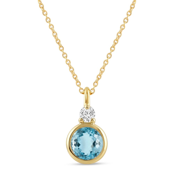 10KY Aquamarine and Diamond Bezel Set Necklace Kiefer Jewelers Lutz, FL