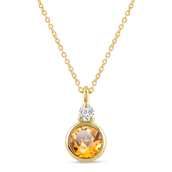 10KY Citrine and Diamond Bezel Set Necklace Kiefer Jewelers Lutz, FL