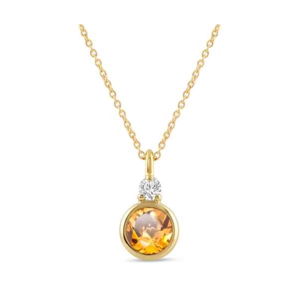 10KY Citrine and Diamond Bezel Set Necklace Kiefer Jewelers Lutz, FL