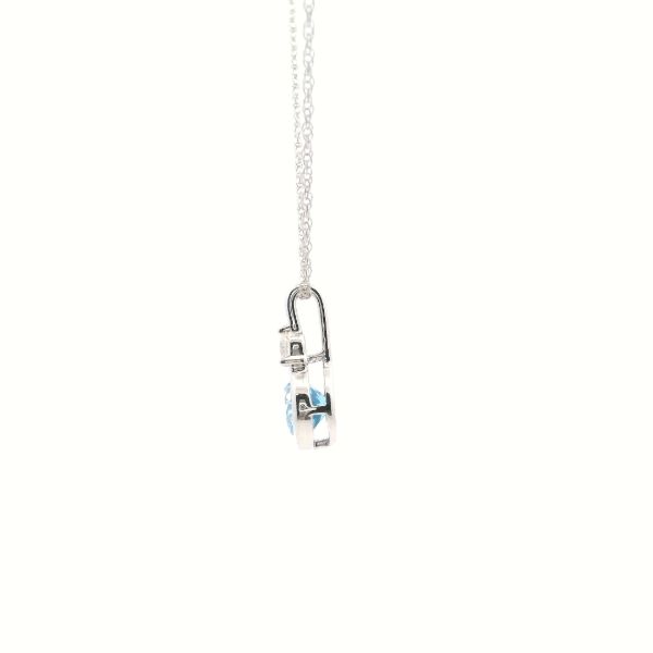 10KW Swiss Blue Topaz and Diamond Bezel Set Necklace Image 3 Kiefer Jewelers Lutz, FL