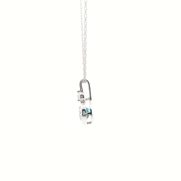 10KW Swiss Blue Topaz and Diamond Bezel Set Necklace Image 3 Kiefer Jewelers Lutz, FL