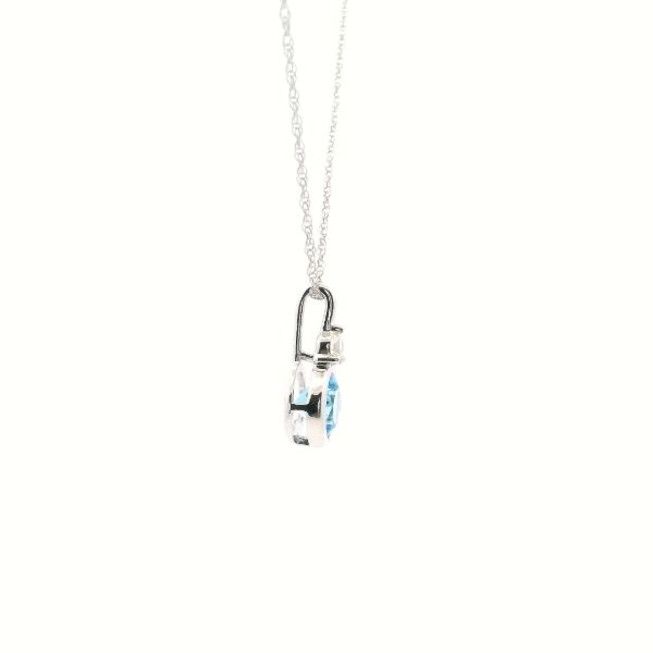 10KW Swiss Blue Topaz and Diamond Bezel Set Necklace Image 4 Kiefer Jewelers Lutz, FL