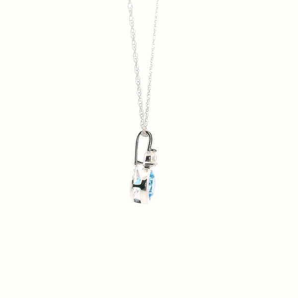 10KW Swiss Blue Topaz and Diamond Bezel Set Necklace Image 4 Kiefer Jewelers Lutz, FL