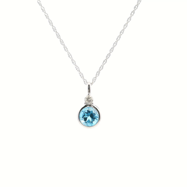 10KW Swiss Blue Topaz and Diamond Bezel Set Necklace Kiefer Jewelers Lutz, FL