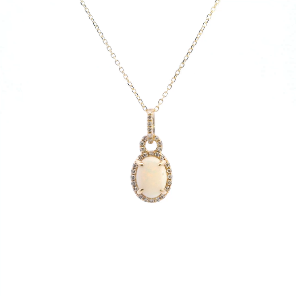 14KY Opal and Diamond Halo Necklace Kiefer Jewelers Lutz, FL