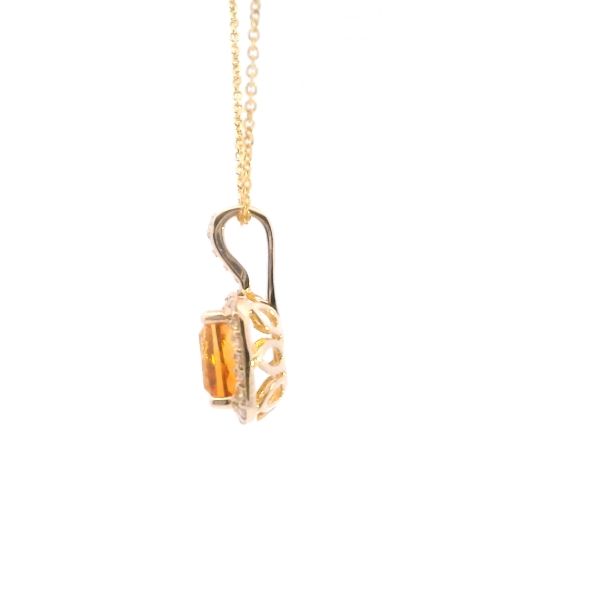 14KY Cushion Citrine and Diamond Halo Necklace Image 3 Kiefer Jewelers Lutz, FL
