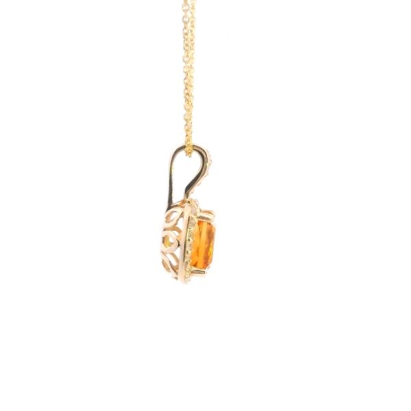 14KY Cushion Citrine and Diamond Halo Necklace Image 4 Kiefer Jewelers Lutz, FL