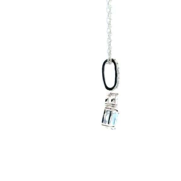 14KW Emerald Cut Aquamarine and Diamond Pendant Image 4 Kiefer Jewelers Lutz, FL
