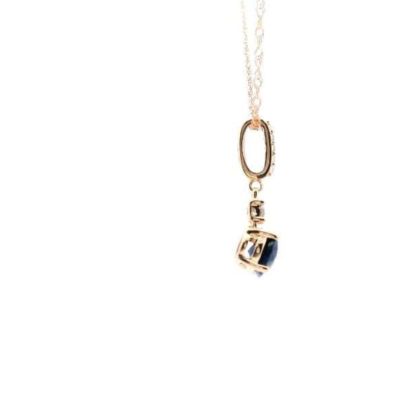 14KY Sapphire and Diamond Drop Pendant Image 4 Kiefer Jewelers Lutz, FL