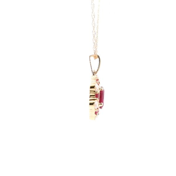14KY Oval Ruby and Diamond Halo Pendant Image 4 Kiefer Jewelers Lutz, FL