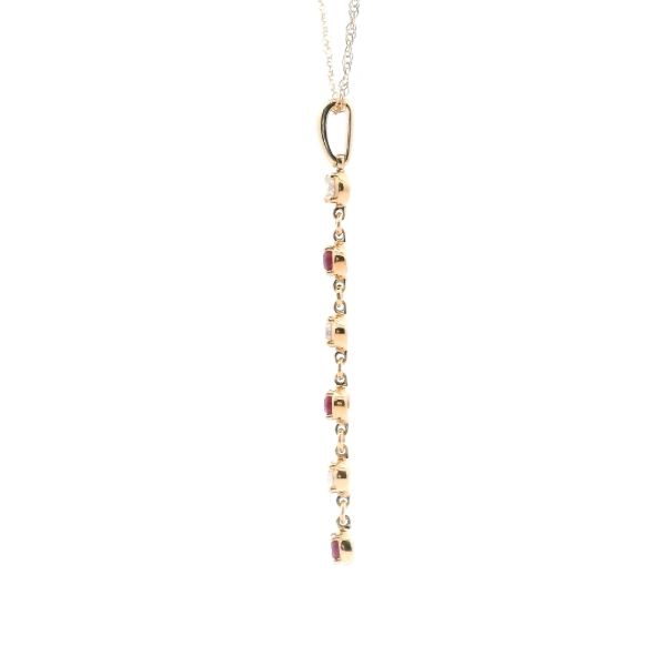 14KY Ruby and Diamond Drop Pendant Image 3 Kiefer Jewelers Lutz, FL