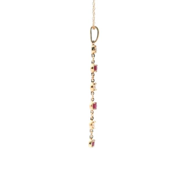 14KY Ruby and Diamond Drop Pendant Image 4 Kiefer Jewelers Lutz, FL