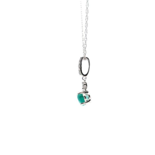 14KW Emerald and Diamond Drop Pendant Image 3 Kiefer Jewelers Lutz, FL