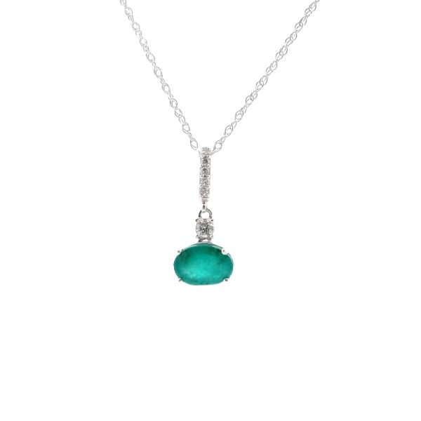 14KW Emerald and Diamond Drop Pendant Kiefer Jewelers Lutz, FL