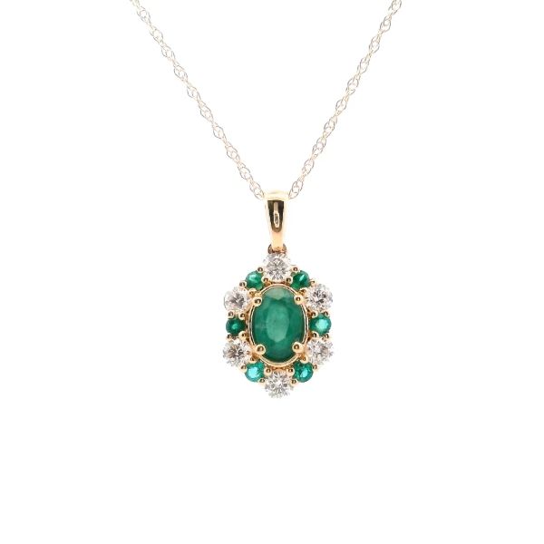 14KY Emerald and Diamond Halo Pendant Kiefer Jewelers Lutz, FL