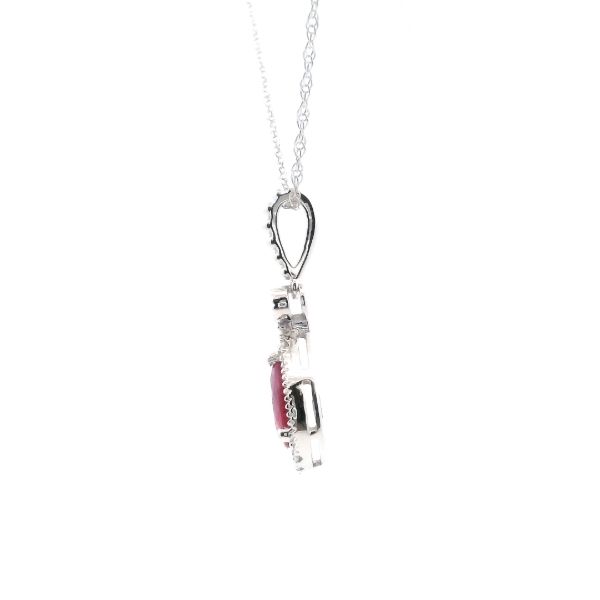 14KW Pear Shape Ruby and Diamond Vintage Style Pendant Image 3 Kiefer Jewelers Lutz, FL