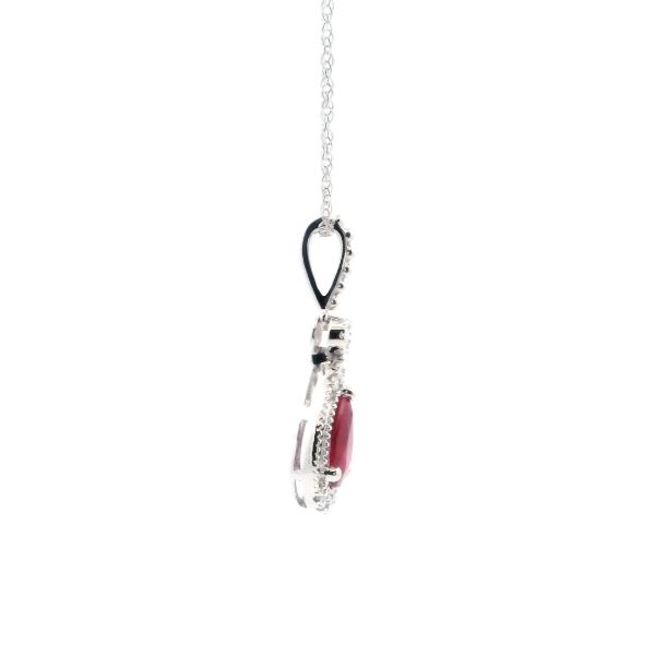 14KW Pear Shape Ruby and Diamond Vintage Style Pendant Image 4 Kiefer Jewelers Lutz, FL