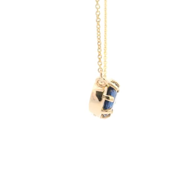 14KY 1.6CT Oval Blue Sapphire Solitaire Necklace Image 4 Kiefer Jewelers Lutz, FL