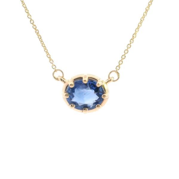 14KY 1.6CT Oval Blue Sapphire Solitaire Necklace Kiefer Jewelers Lutz, FL