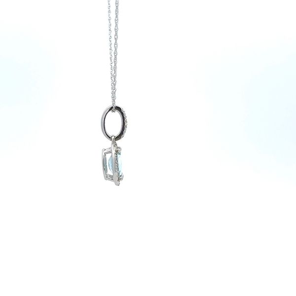 14KW Aqua Halo Necklace Image 4 Kiefer Jewelers Lutz, FL
