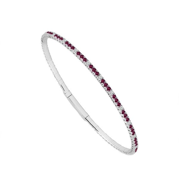 14KW .38CTW Ruby/Dia Bangle Bracelet Sz 6.75 Kiefer Jewelers Lutz, FL