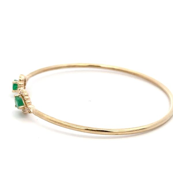14K Diamond and Emerald Bangle Bracelet Image 3 Kiefer Jewelers Lutz, FL