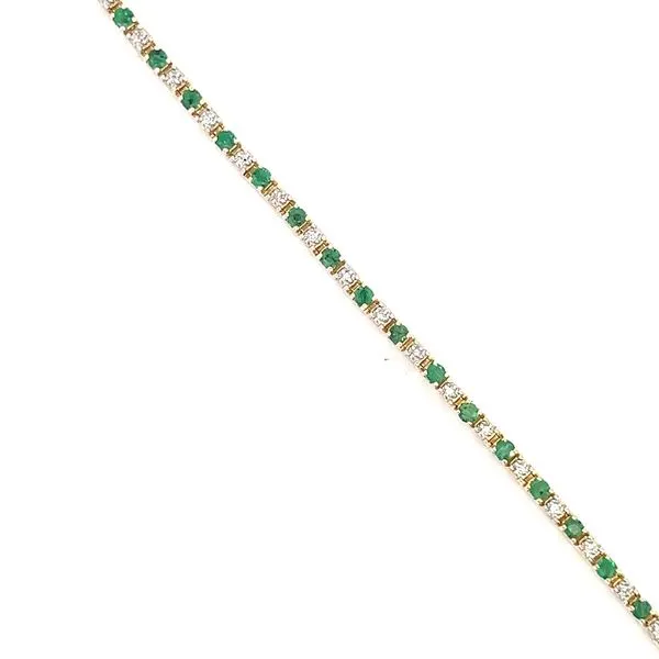 14K Emerald & Diamond Tennis Bracelet Image 2 Kiefer Jewelers Lutz, FL