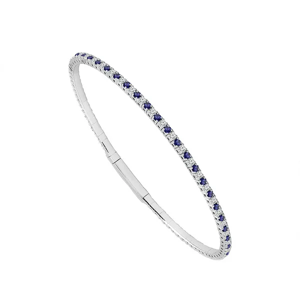 14KW Blue Sapphire and Diamond Flexie Bangle Bracelet Kiefer Jewelers Lutz, FL